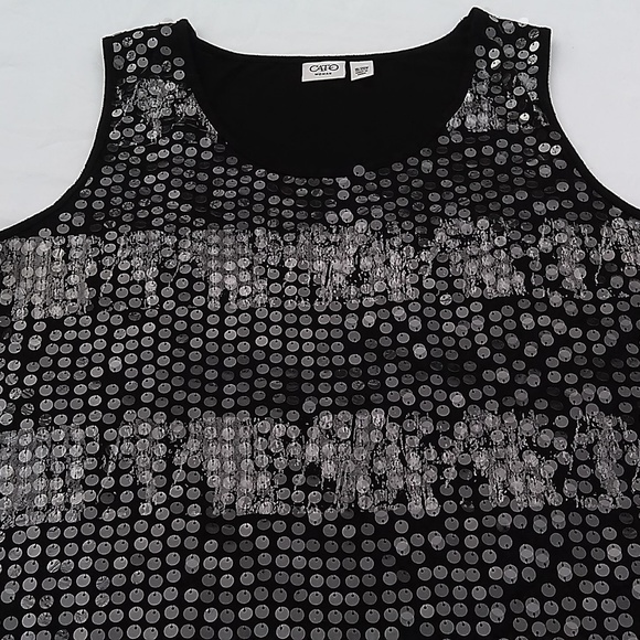 Cato Black Sequin Sleeveless Top Holiday SZ 18/20W - Picture 3 of 7